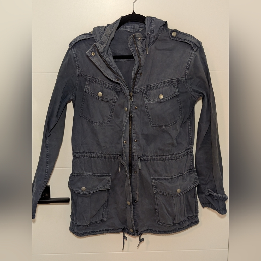Talula Navy Blue Cargo Jacket Utility Chic Lightweight XS